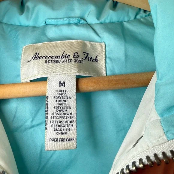 Abercrombie Fitch Puffer Vest Womens M Color Block Down Quilted Full Zip - Picture 2 of 7